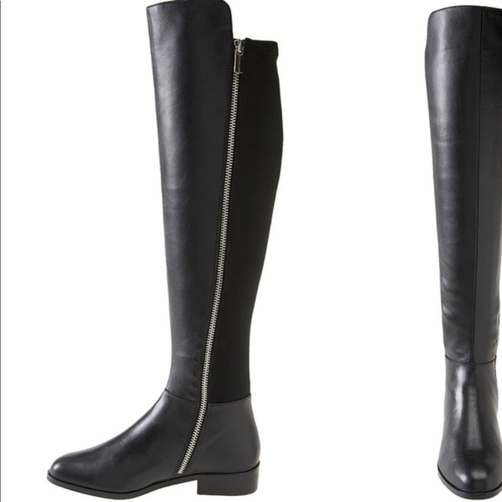 MICHAEL KORS Black Leather Riding Bromley OTK Boot